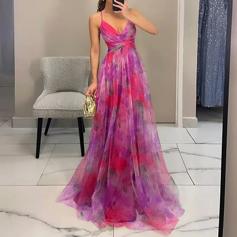 Aurélie | Floral Pleated Maxi Dress