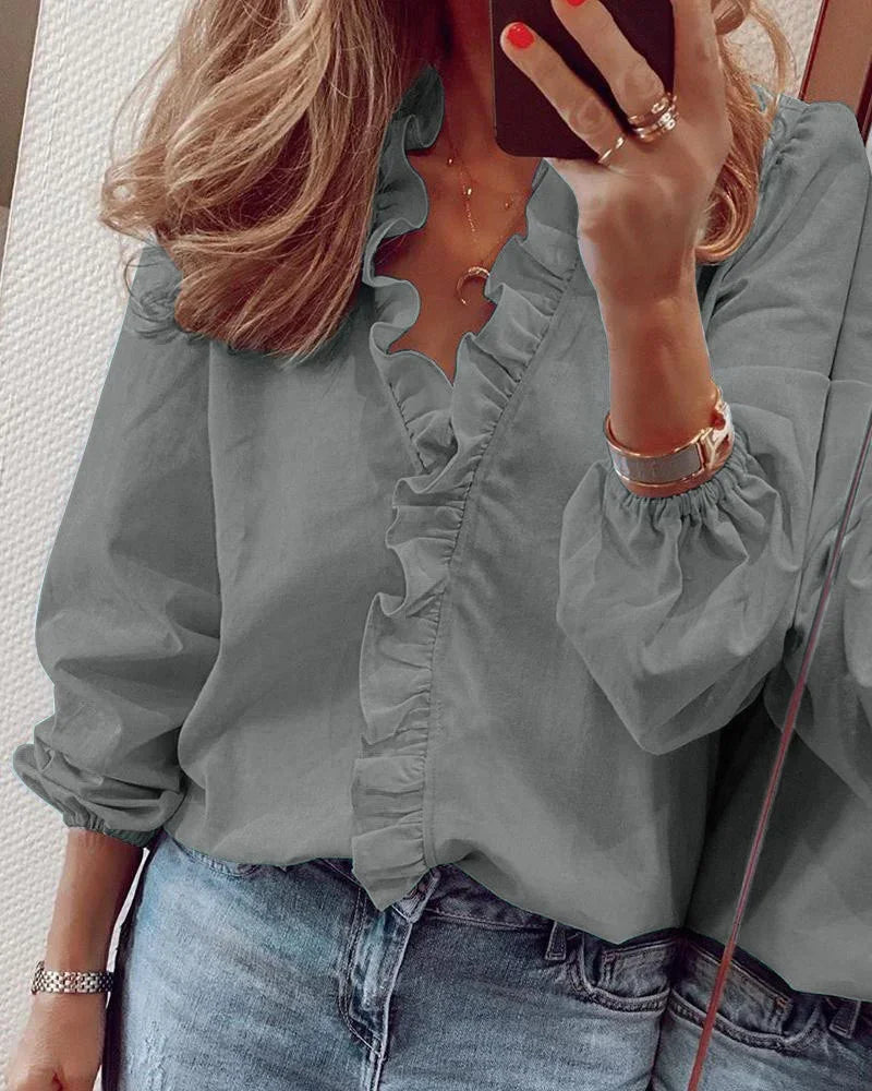 Celia | Ruffle Button-Up Blouse