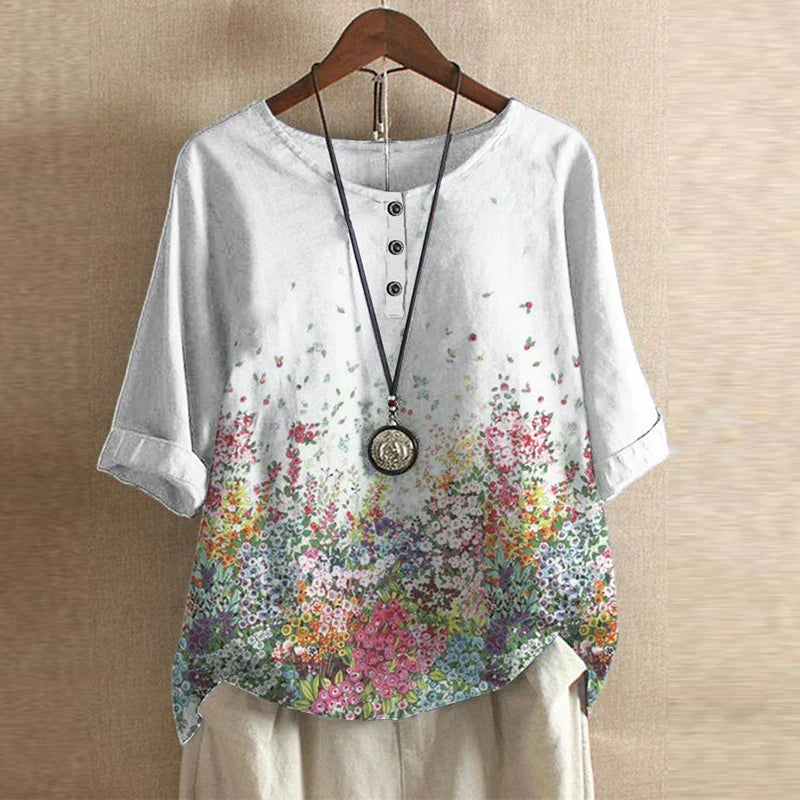 Anya | Retro Floral Print Blouse