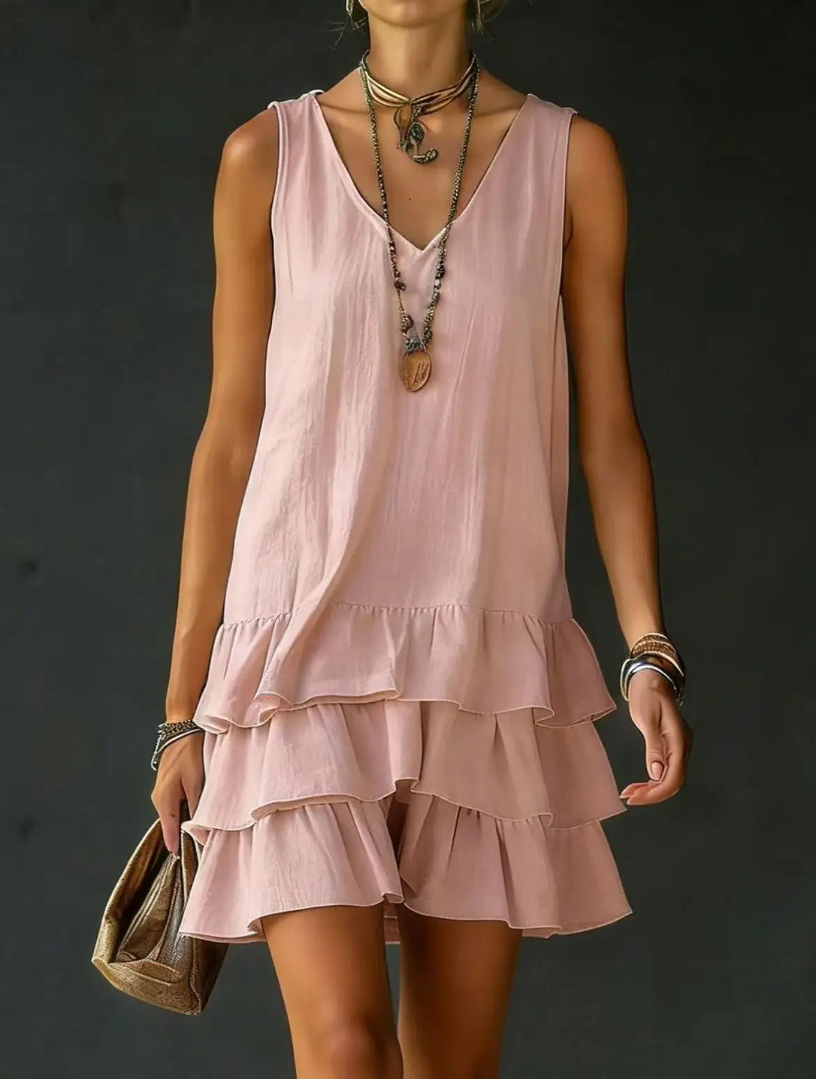 Courtney | Ruffle V-Neck Mini Dress