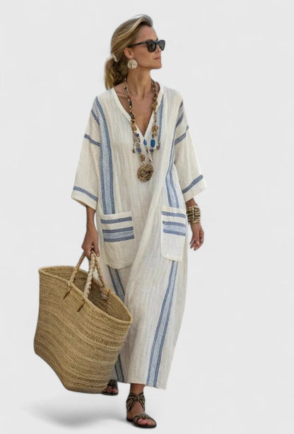 Claire | Printed V-Neck Maxi Dress