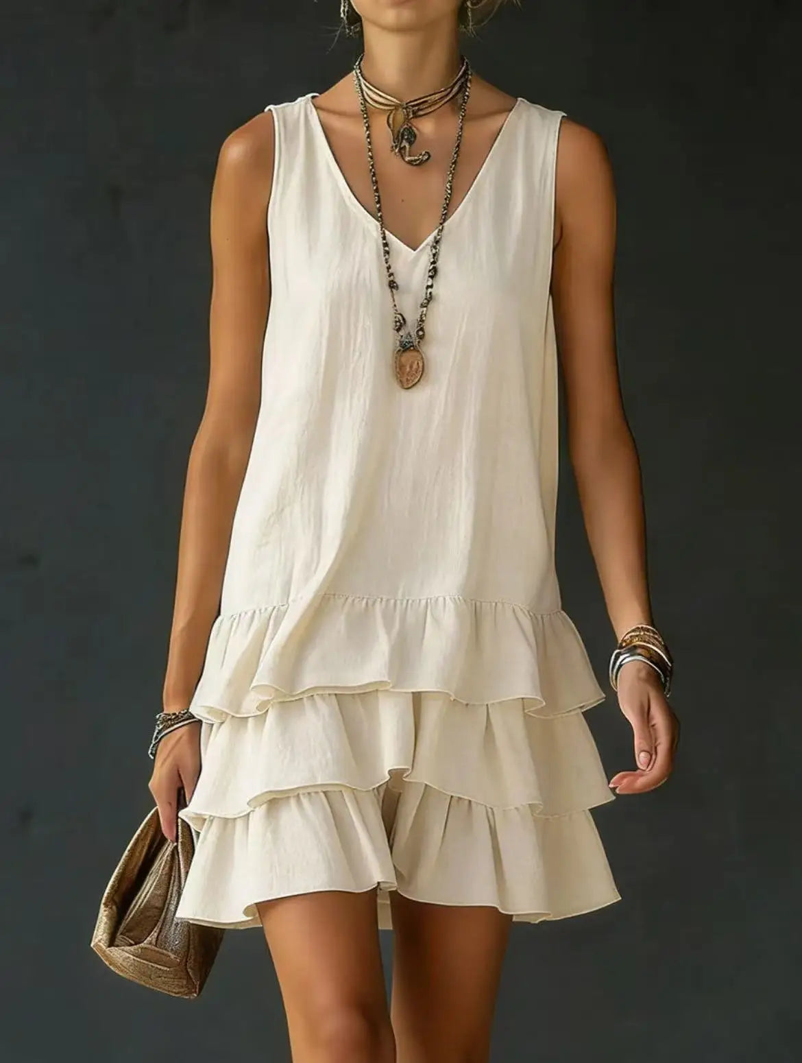 Courtney | Ruffle V-Neck Mini Dress