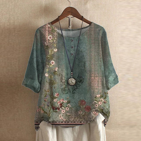 Anya | Retro Floral Print Blouse