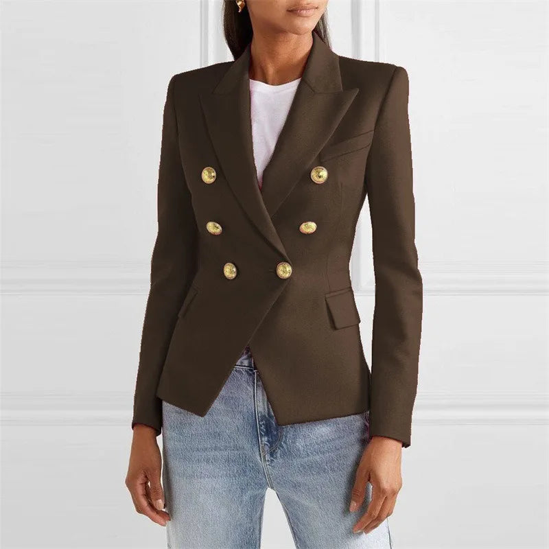 Double-breasted blazer shown in a third colourway