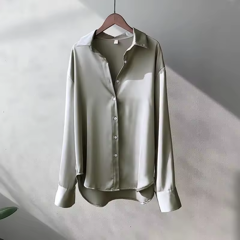 Fiona | Satin-Look Button-Up Blouse