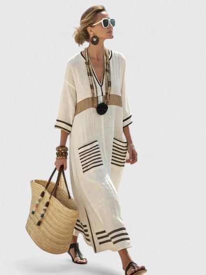 Claire | Printed V-Neck Maxi Dress