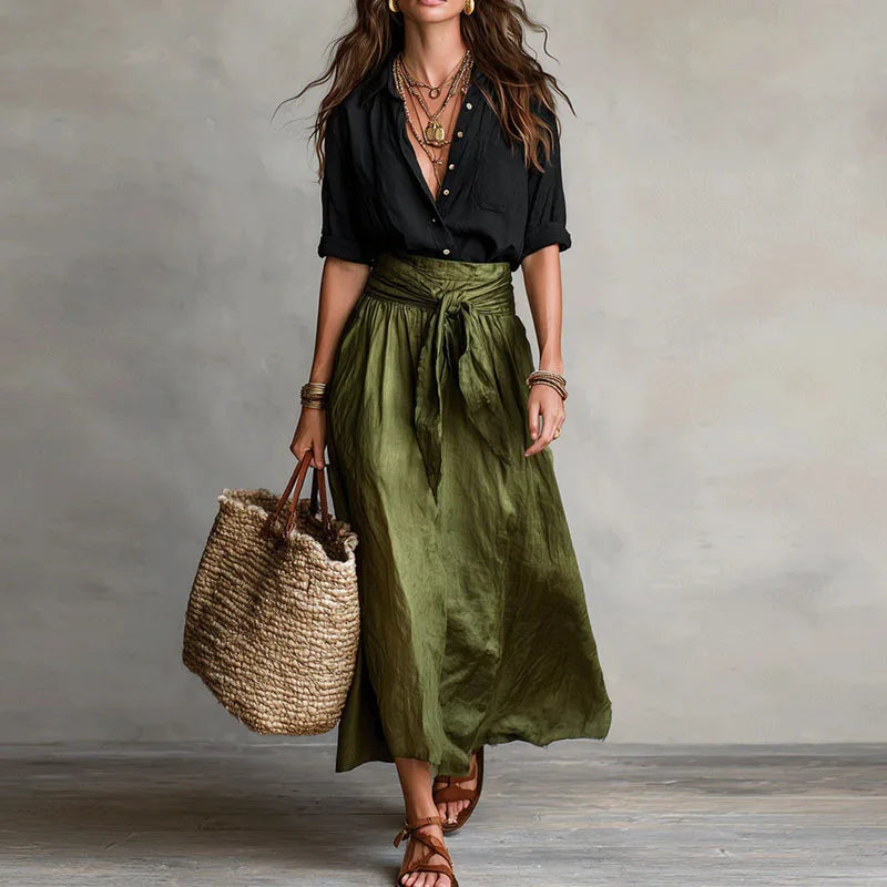 Midi skirt showing the side pocket