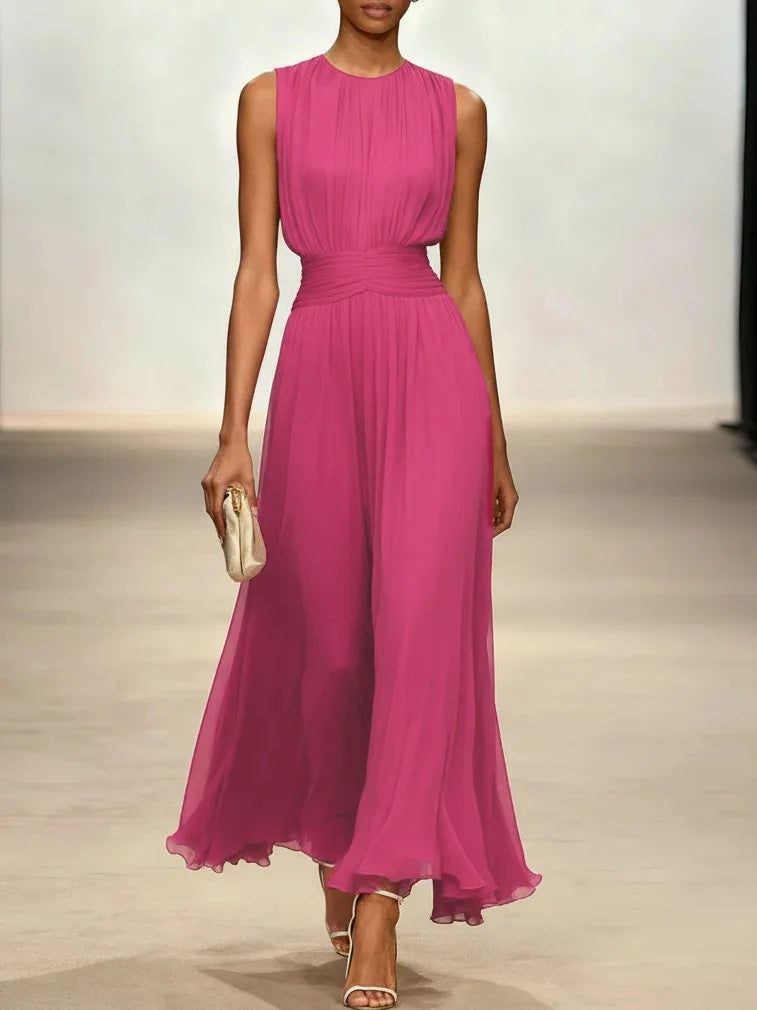 Bianora | Pleated Sleeveless Maxi Dress