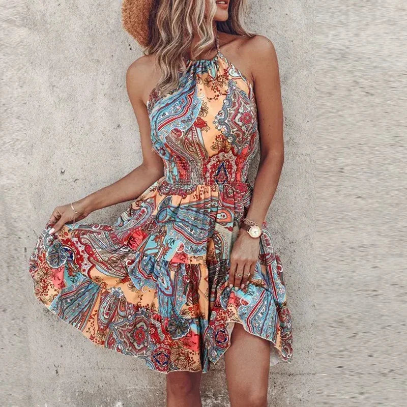Marlowe | Colorful Bohemian V-Neck Midi Dress