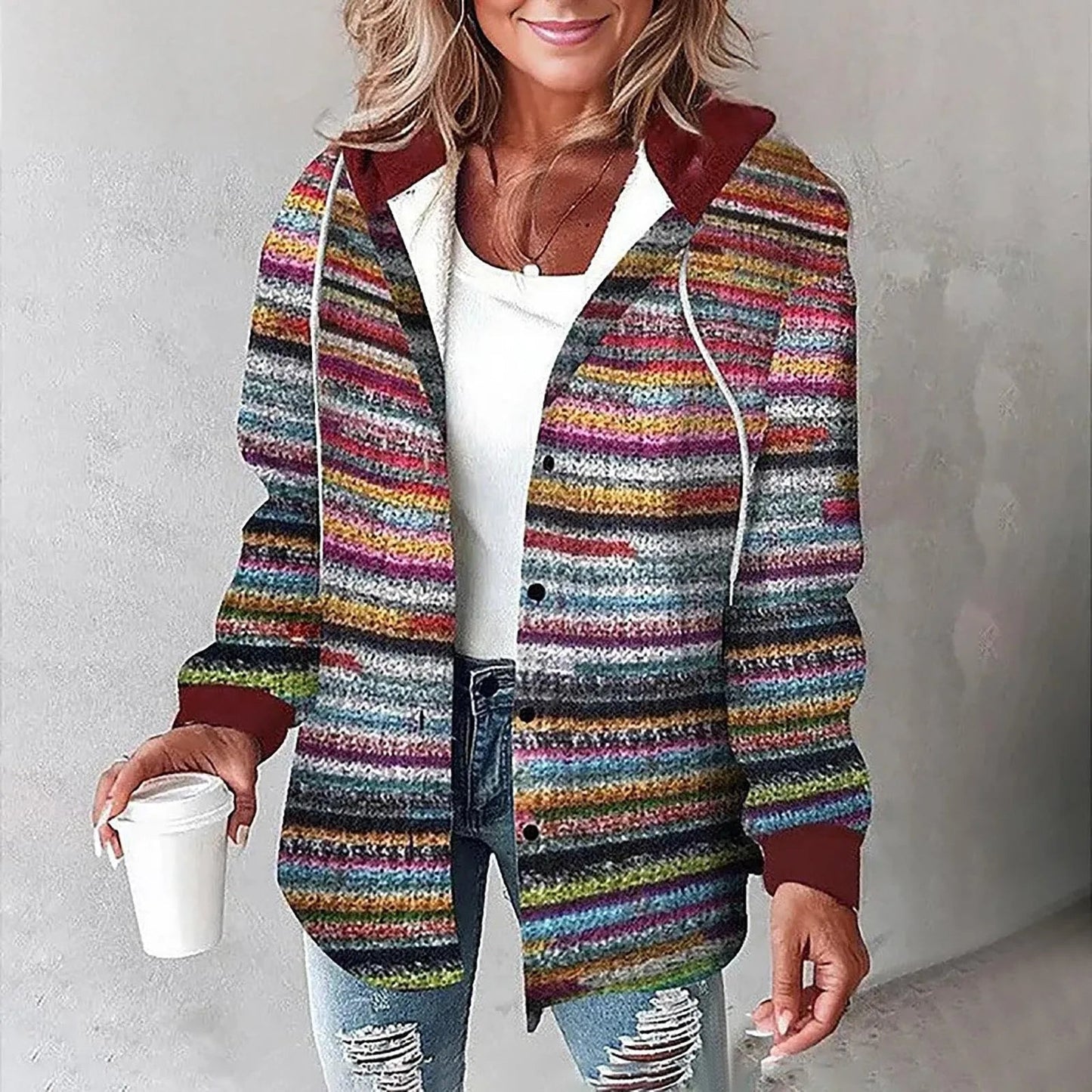 Lined cardigan shown in a third colourway