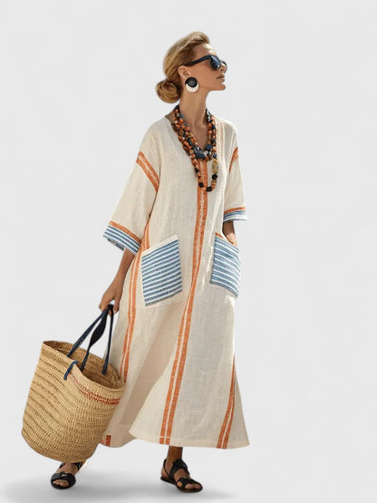 Claire | Printed V-Neck Maxi Dress