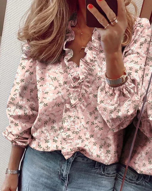Celia | Ruffle Button-Up Blouse