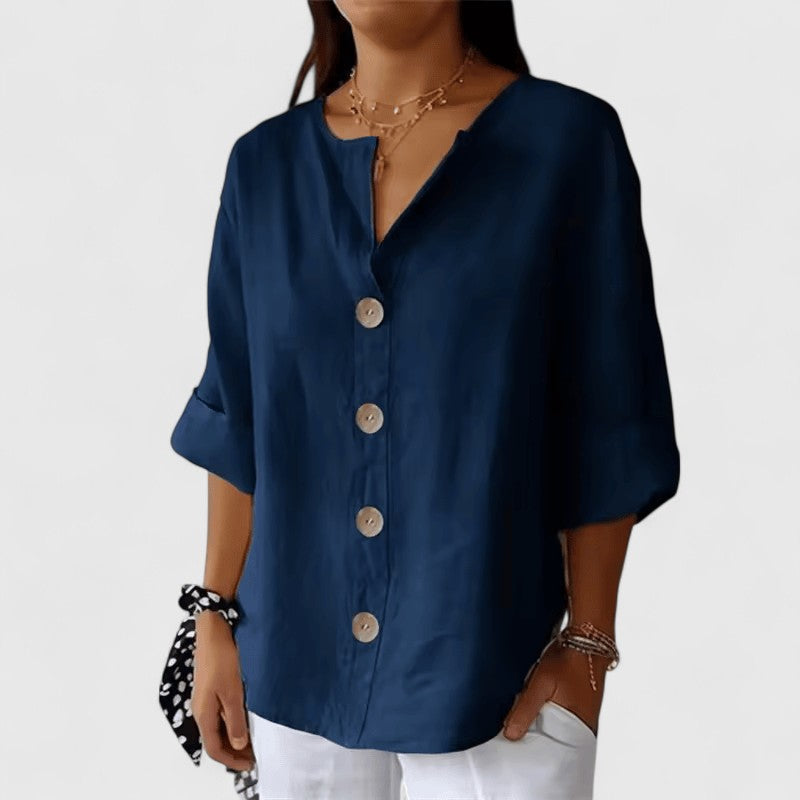Cathlyn | V-Neck Button-Up Blouse