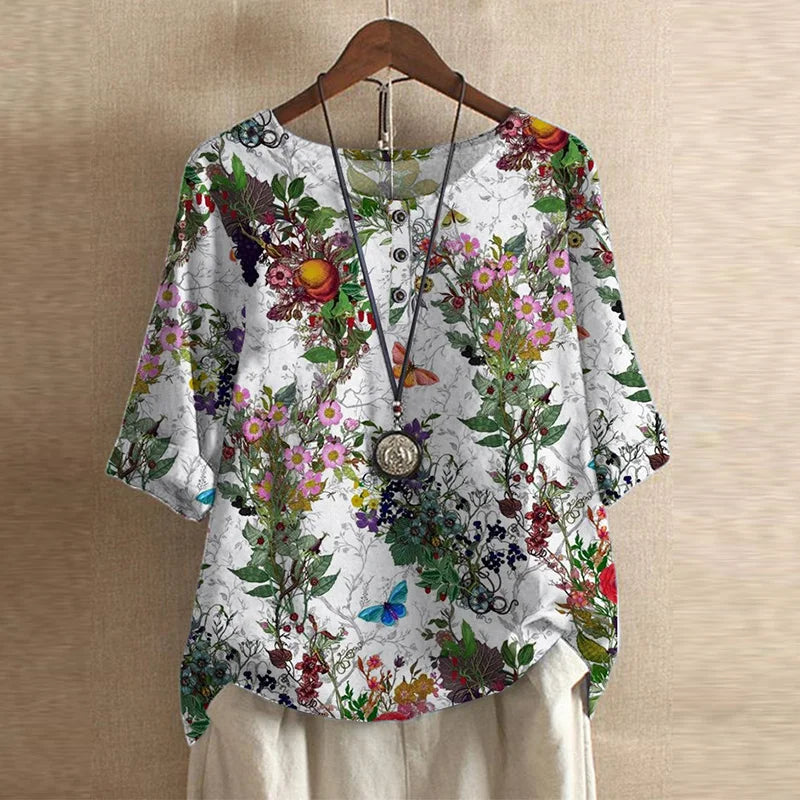 Anya | Retro Floral Print Blouse