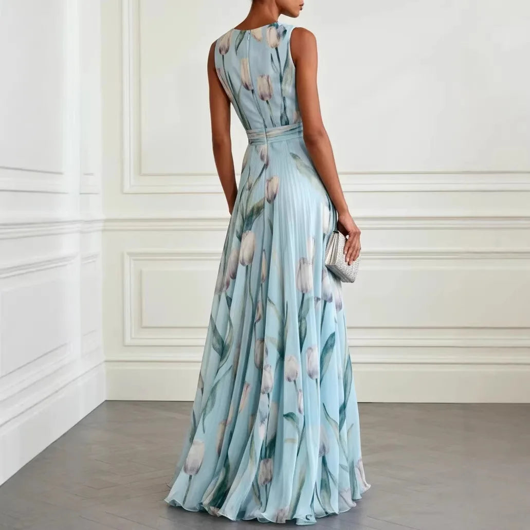 Ysolde | Tulip Print Wrap Maxi Dress