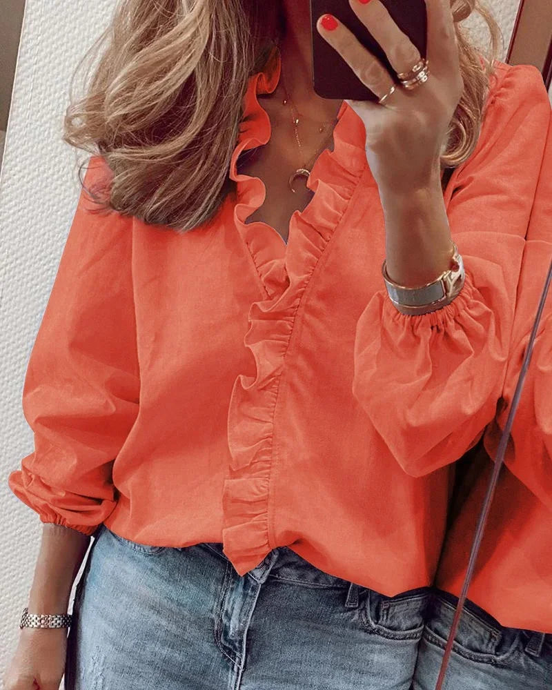 Celia | Ruffle Button-Up Blouse