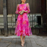 Liliane | Chiffon-Sleeve Floral Midi Dress
