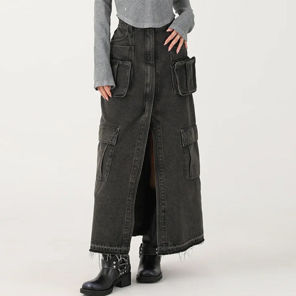 Sierra | Cargo Denim Skirt with Pockets