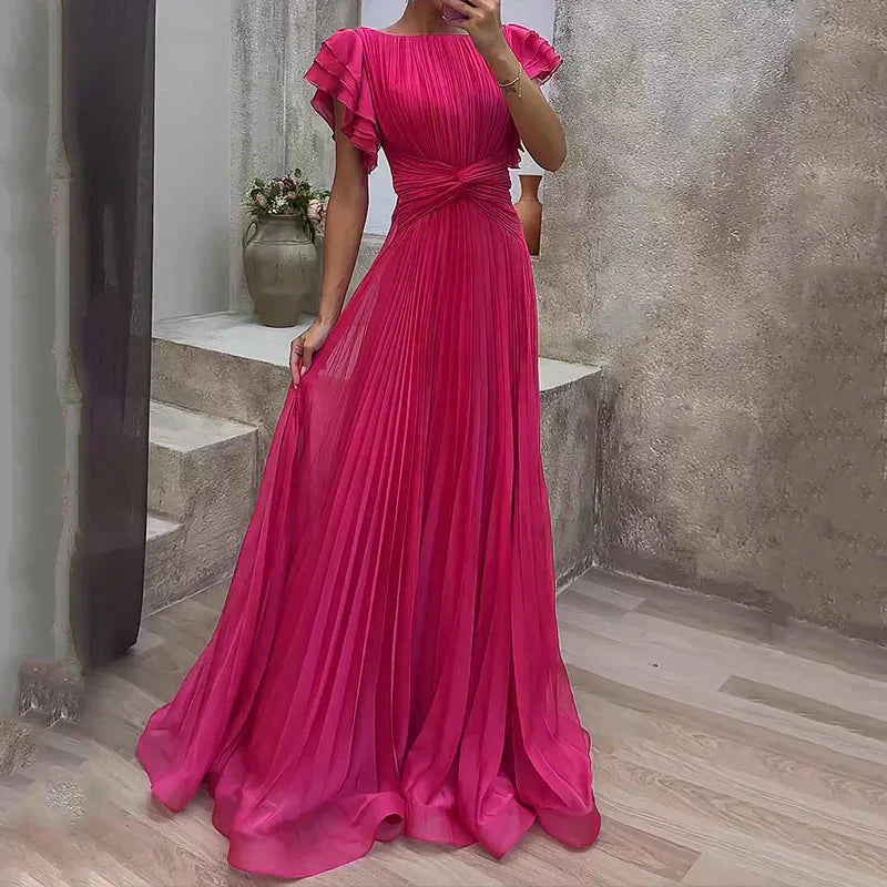 Evangeline | Pleated Evening Maxi Dress