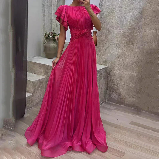 Evangeline | Pleated Evening Maxi Dress
