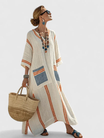 Claire | Printed V-Neck Maxi Dress