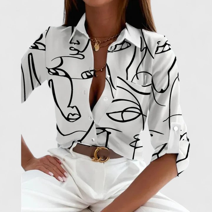 Lisette | Printed Long-Sleeve Blouse