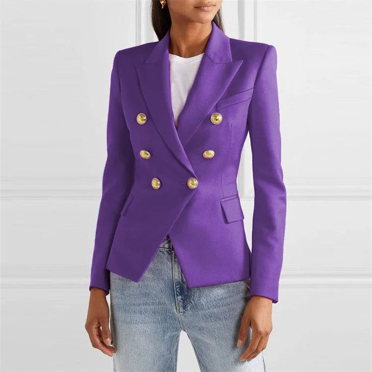 Blazer showing the metal lion button detail