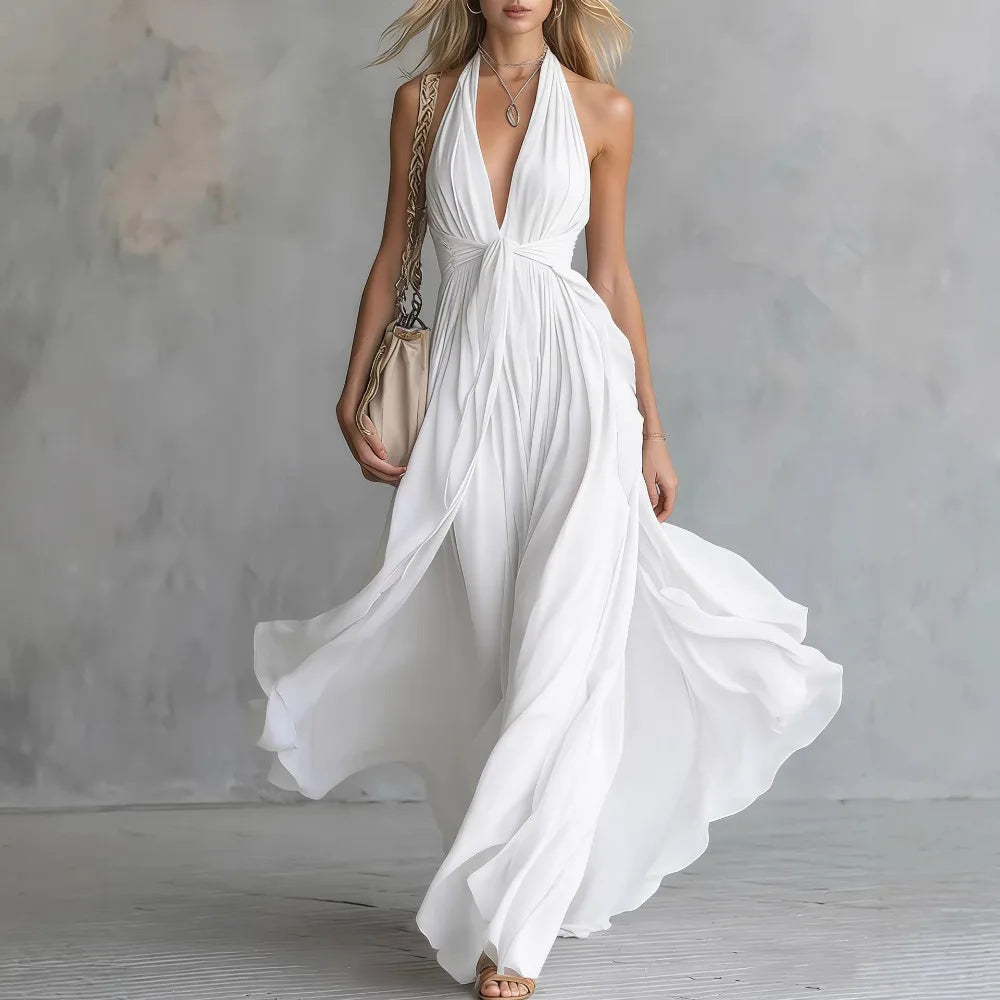Oralie | Open-Back Halter Evening Maxi Dress