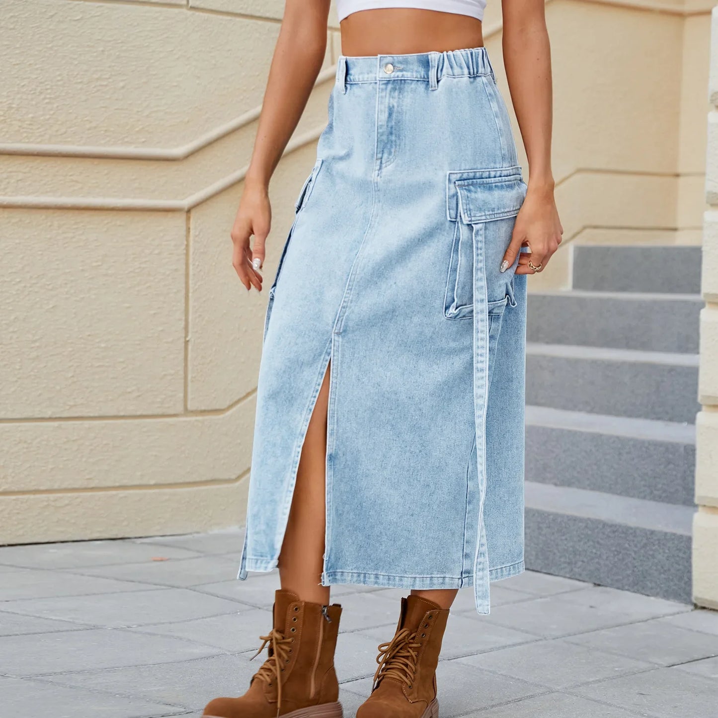 Beverly | Elastic Waist Denim Skirt
