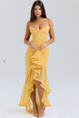 Lena | Lace Ruched Midi Dress