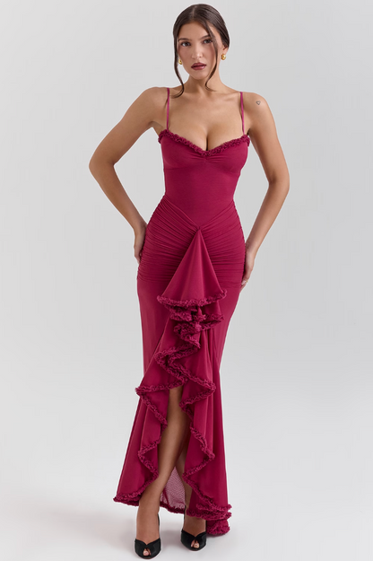 Lena | Lace Ruched Midi Dress