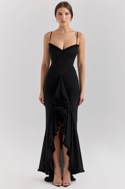 Lena | Lace Ruched Midi Dress