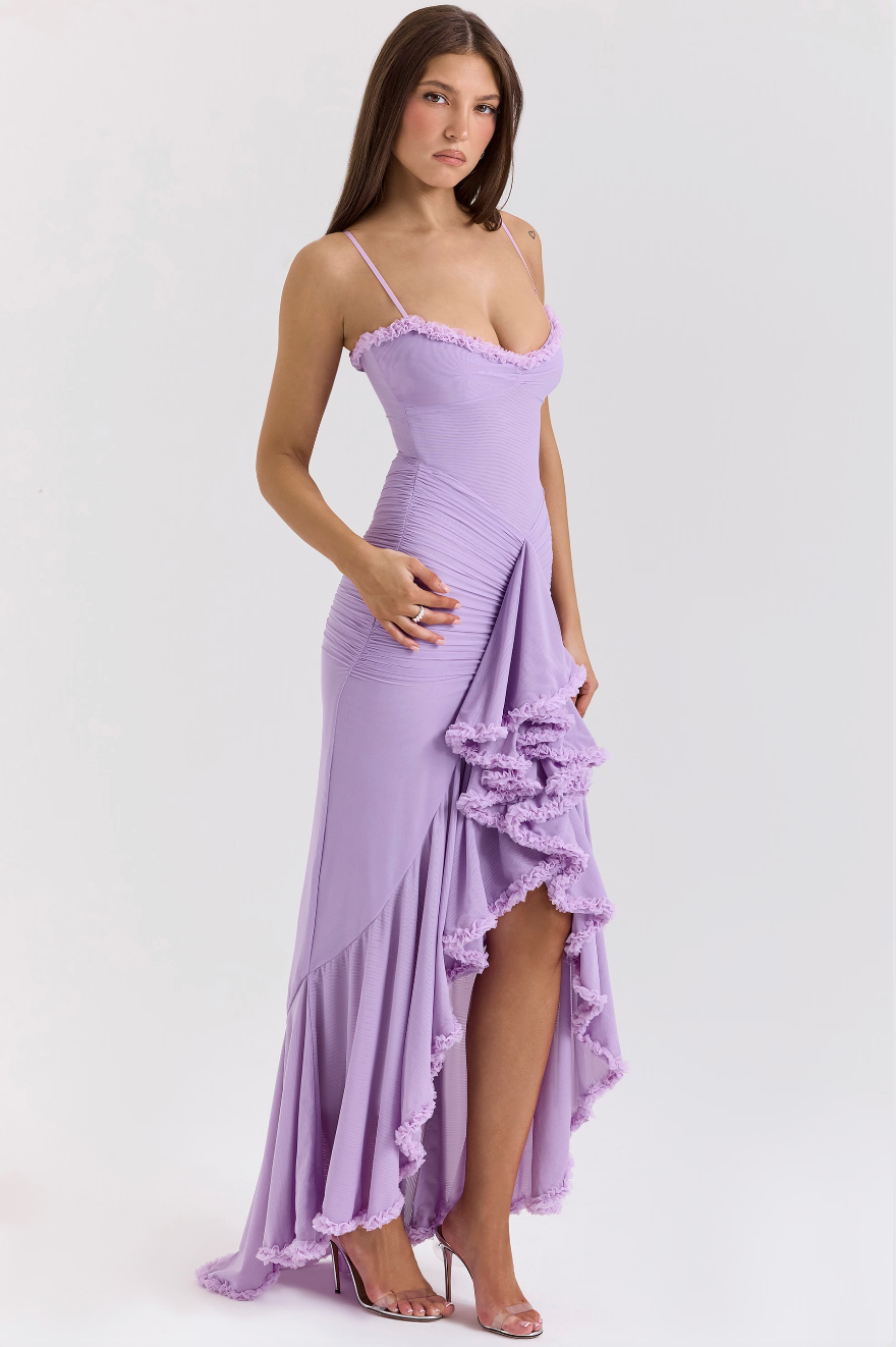 Lena | Lace Ruched Midi Dress