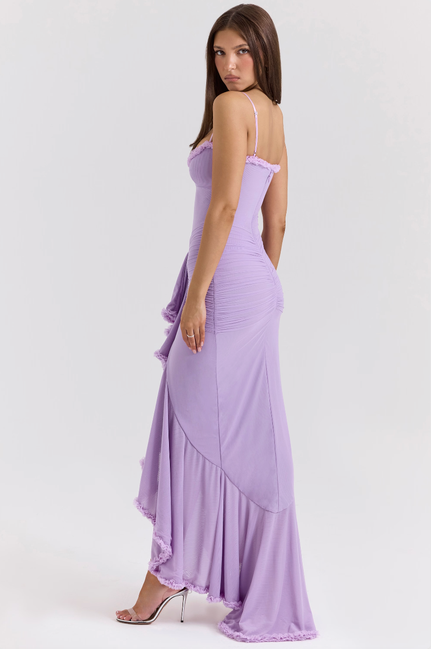 Lena | Lace Ruched Midi Dress