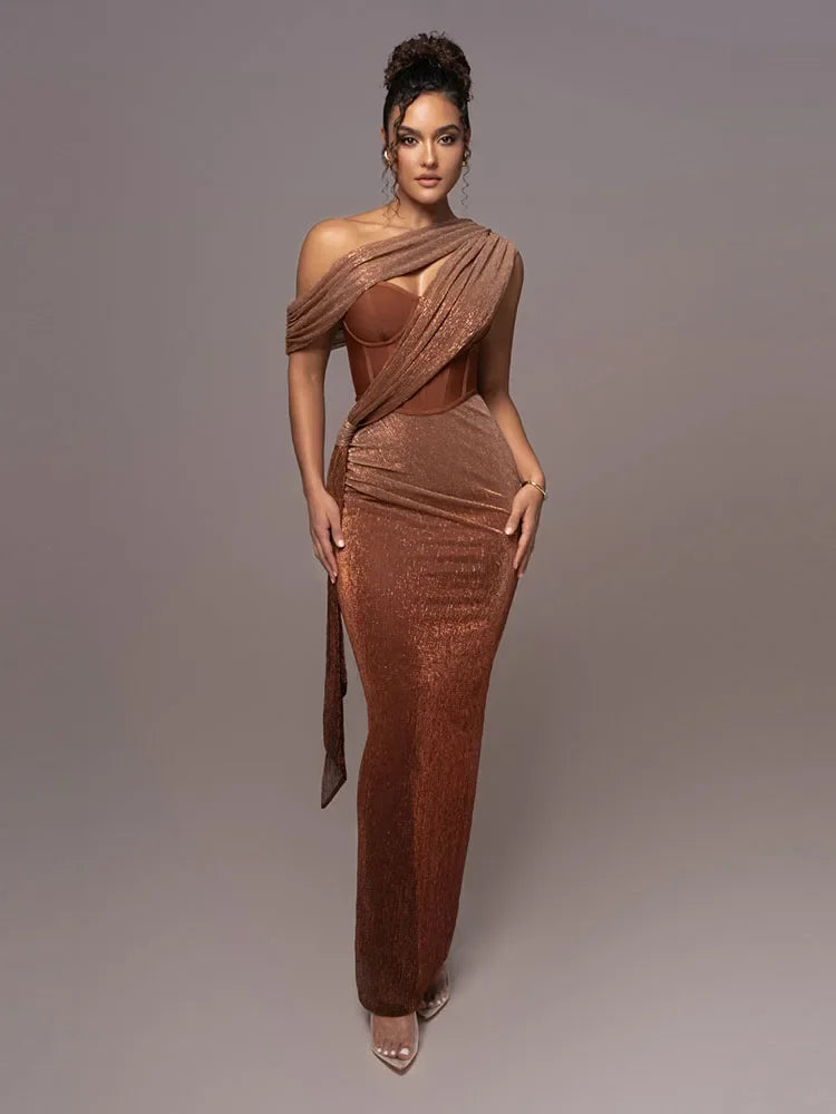 Estelle | Draped One-Shoulder Maxi Dress