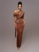 Estelle | Draped One-Shoulder Maxi Dress