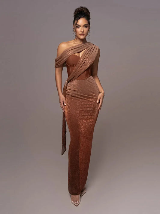 Estelle | Draped One-Shoulder Maxi Dress
