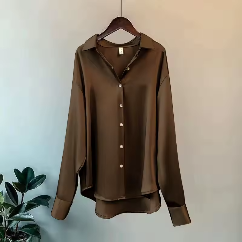 Fiona | Satin-Look Button-Up Blouse