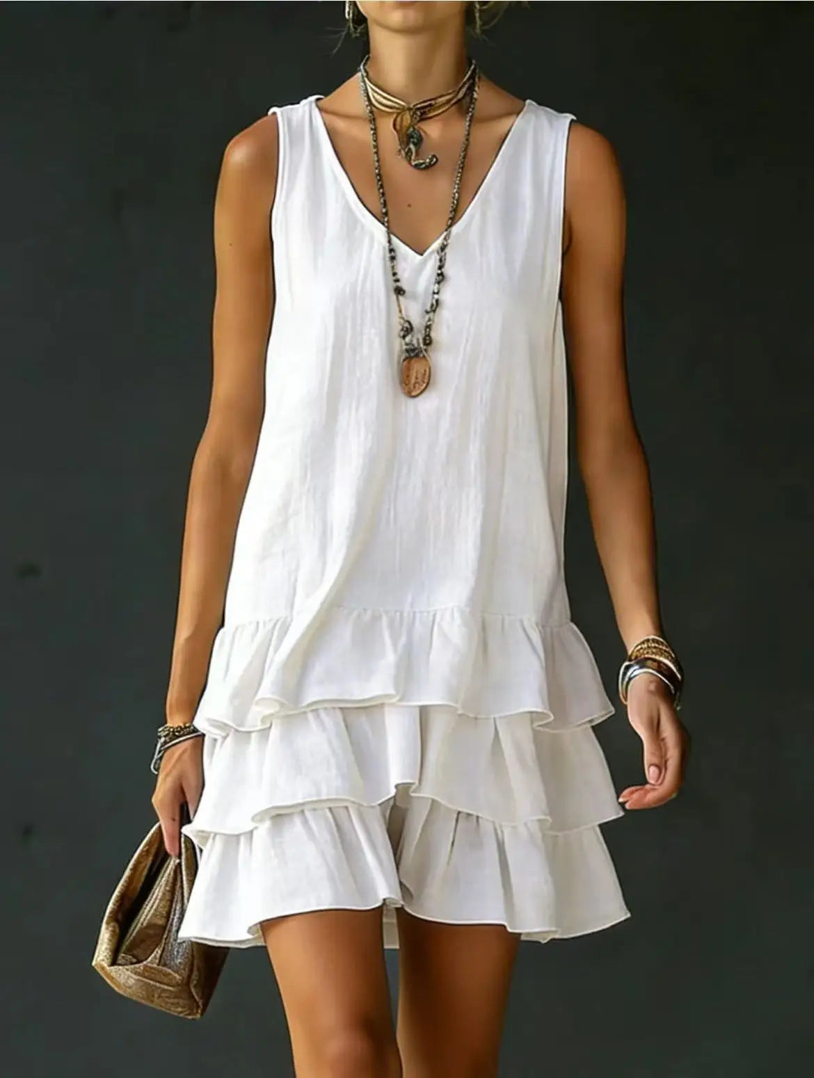 Courtney | Ruffle V-Neck Mini Dress
