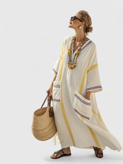 Claire | Printed V-Neck Maxi Dress