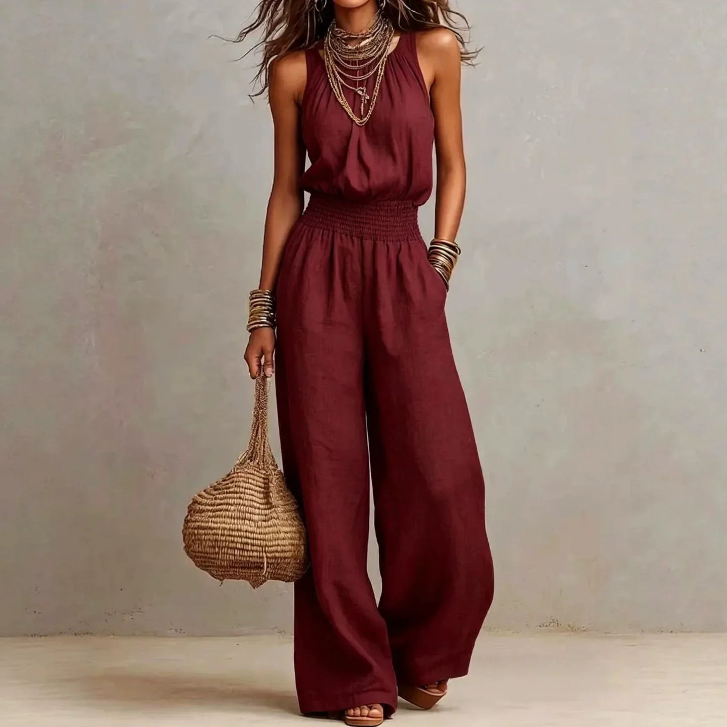 Delphea | Wide-Leg Halter Jumpsuit