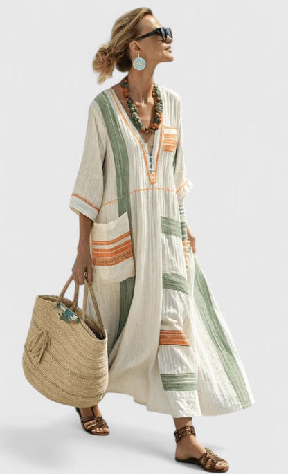 Claire | Printed V-Neck Maxi Dress