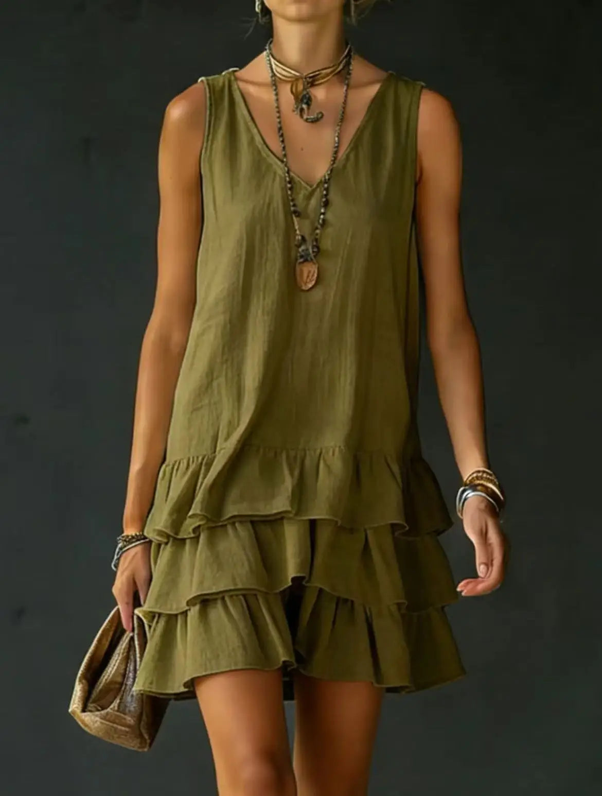 Courtney | Ruffle V-Neck Mini Dress