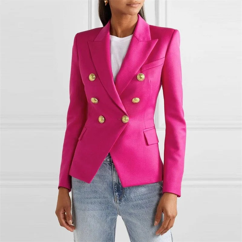 Blazer showing the two rows of metal buttons