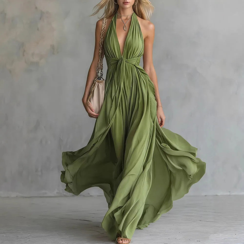 Oralie | Open-Back Halter Evening Maxi Dress