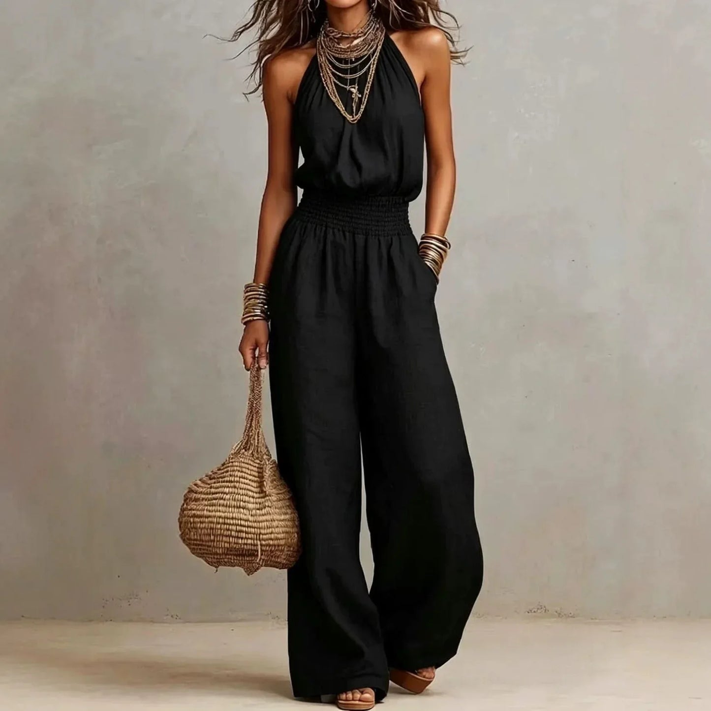 Delphea | Wide-Leg Halter Jumpsuit