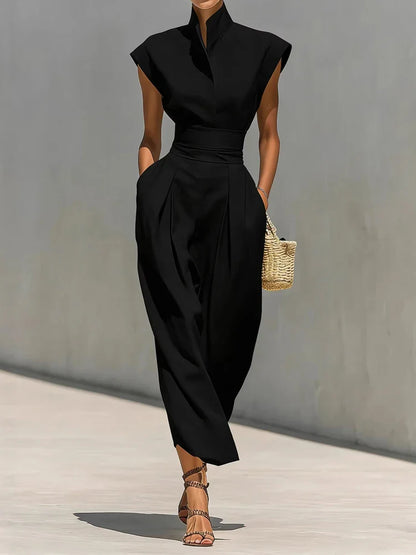 Adeline | Structured Sleeveless Midi Dress