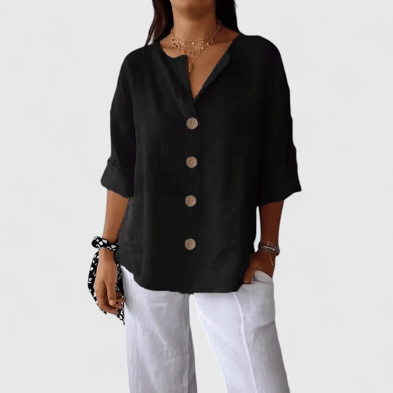 Cathlyn | V-Neck Button-Up Blouse