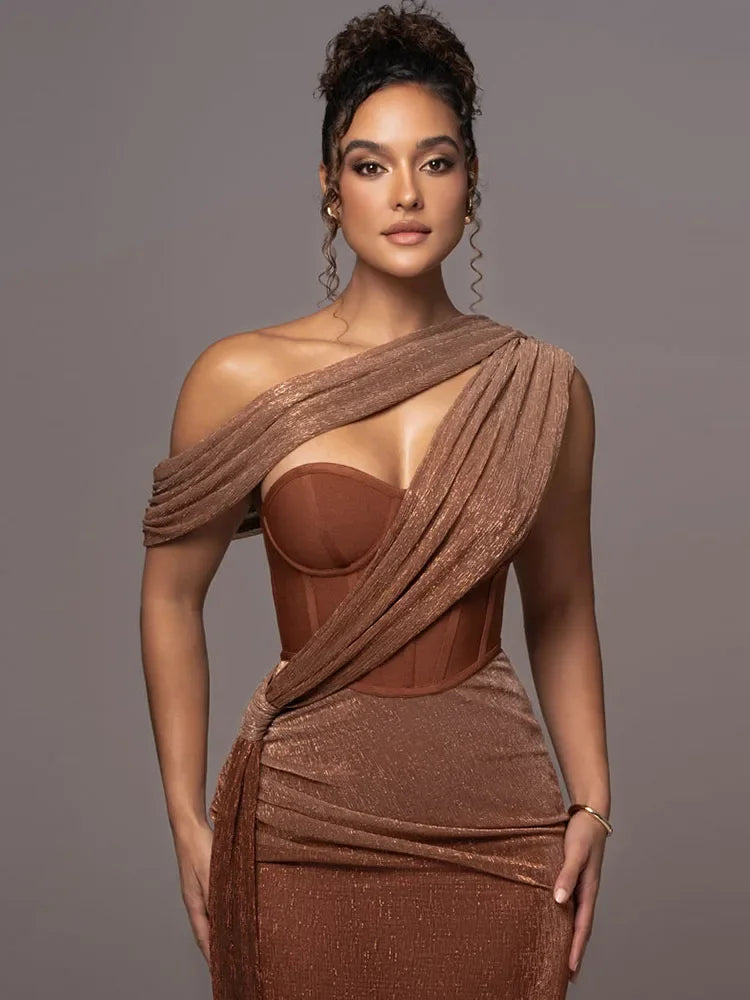 Estelle | Draped One-Shoulder Maxi Dress