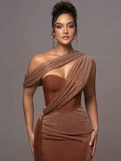 Estelle | Draped One-Shoulder Maxi Dress